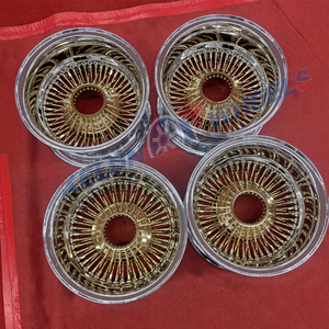 ล้อแม็กซ์รถยนต์สีขาวขอบทอง ขนาด 13x7 นิ้ว ยี่ห้อ Lowider แบบซี่ลวด - Product Image 5