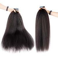 2.5g/pièce cuticule alignée 100 bande de cheveux humains dans les extensions brut indien vierge couleur naturelle crépus bouclés bande dans les extensions de cheveux
