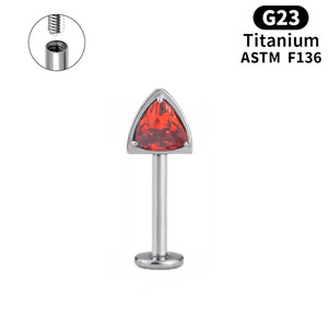 Pendiente de titanio ASTM F136 grado implante con flor de circonita cúbica colgante, tipo labret para tragus y hélix, calibre 16G, con rosca interna - Product Image 2