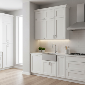 Mobile da cucina Sunique Sydney White Shaker 30x12x30 pollici, 2 ante, 2 ripiani, MDF, stile moderno - Product Image 3