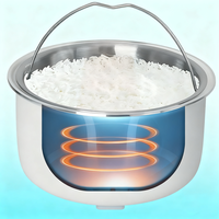 5L acier inoxydable sain faible teneur en sucre cuiseur à riz électrique tasse à mesurer 5 fonctions de cuisson écran tactile numérique 24H minuterie faible