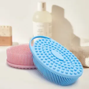 Brosse de massage exfoliante en silicone 2 en 1 Brosse à shampoing Brosse de bain Brosse de massage en silicone pour le corps