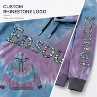 Sweat à capuche personnalisé avec strass, tie-dye, surdimensionné, en coton lourd 100%, vêtements de sport pour hommes, sweat à capuche décontracté, fabricants OEM ODM