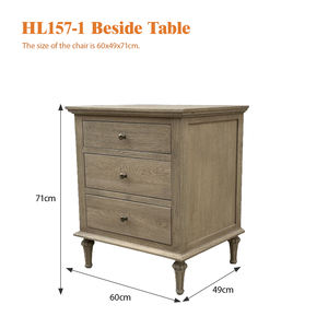 HL157-1 <span class=keywords><strong>Table</strong></span> <span class=keywords><strong>de</strong></span> <span class=keywords><strong>chevet</strong></span> à 3 tiroirs en chêne massif <span class=keywords><strong>de</strong></span> style classique rustique français, design antique, pour appartement et salon - Product Image 4