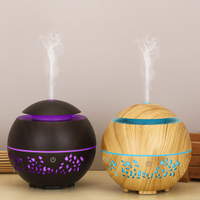 Diffuseur d'huiles essentielles ultrasonique miniature en bois grainé, lampe LED couleur 160 ml, humidificateur d'air pour la maison et le bureau, aromathérapie USB