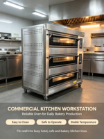Four à pâtisserie commercial industriel à 3 niveaux, four à plateaux au gaz/électrique en option pour la cuisson du pain, des gâteaux et des pizzas