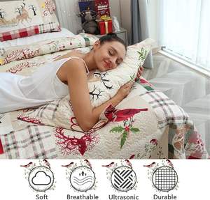 لحاف للثلج لعيد الميلاد الكريسماس مفرش سرير الرنة الكاردينالات مفارش سرير للسنة الجديدة غطاء سرير منقوش طقم سرير للعطلات - Product Image 6