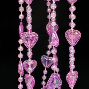 Catena di perline a forma di cuore AB riflettente in plastica per decorazioni finestra di San Valentino, forniture romantiche per anniversari, su bobina - Product Image 3