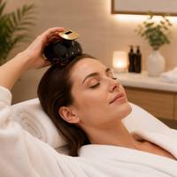 Tragbarer Kopfhaut-Massagegerät Kabellos mit Wärme und Vibration Mehrere Modi Wiederaufladbares Haarpflegegerät zur Stresslinderung und Entspannung
