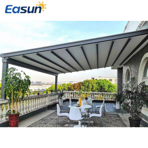 Auvent de jardin rétractable moderne pour extérieur commercial, télécommande, cadre en aluminium, toile textilène, revêtement en téflon - Product Image 6