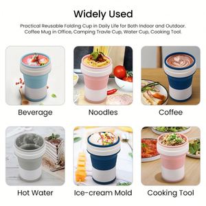 Gobelet pliable en silicone réutilisable avec logo personnalisé, tasses pliables en silicone, gobelets pliables pour les boissons chaudes et froides, tasse à café de voyage - Product Image 6