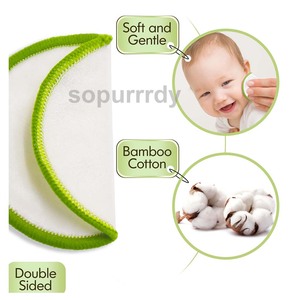 Tampons démaquillants personnalisés avec logo, ronds, en crème, pour le nettoyage du visage, réutilisables, en bambou, avec sac de lavage - Product Image 3
