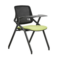 Chaise de conférence pliable avec accoudoirs et tablette d'écriture, design moderne, en maille, empilable, pour usage commercial et bureautique