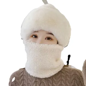 Laine chaude d'hiver pour hommes et femmes beaux chapeaux de protection des oreilles extérieur équitation coupe-vent cou casque de protection du visage