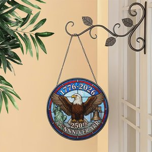 Pendentif mural attrape-soleil en vitrail pour le 250e anniversaire des États-Unis, 1776-2026, décor Aigle et Cloche de la Liberté - Product Image 2