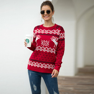 2020 Renne hiver 100% Acrylique <span class=keywords><strong>Amazon</strong></span> Souhaite Jacquard Vacances <span class=keywords><strong>De</strong></span> Noël <span class=keywords><strong>Pull</strong></span> O-cou à manches longues <span class=keywords><strong>pull</strong></span> <span class=keywords><strong>pull</strong></span> Pour Les Femmes - Product Image 4