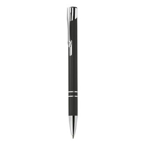 Penna a Sfera in Alluminio Arancione, Penna Promozionale in Metallo, Penna Innovativa con Impugnatura a Piuma, Corpo Nero, Materiale Plastico - Product Image 1