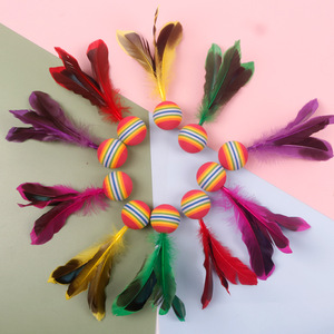 Semma testa di tendine alta elastica arcobaleno spugna palla capelli lunghi all'ingrosso palla 5 colori volano <span class=keywords><strong>Badminton</strong></span> piuma palla - Product Image 1