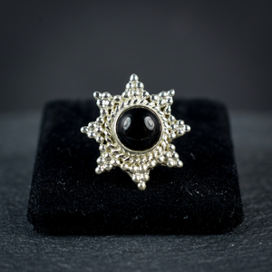 Navya <b>Craft</b> Handmade 925 Solid Sterling Silver Star Boho <b>Ring</b> with Natural Black Onyx and July Birthstone Unisex Everyday Wear - Product Image 2