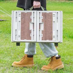 Table de camping extérieure rétractable avec couvercle coulissant magnétique, chariot pliable en plastique <span class=keywords><strong>à</strong></span> 4 roues, multifonctionnel, capacité de 6 <span class=keywords><strong>à</strong></span> 10 L - Product Image 2