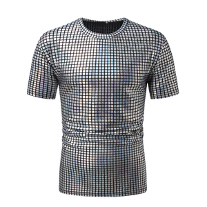 T-shirts vintage unis et respirants pour hommes, col rond, pour la scène et les performances en boîte de nuit (vente en gros) - Product Image 1