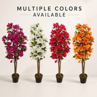 Arbre artificiel de bougainvillier de 1,5 m, fleurs roses, tronc en plastique, écologique et durable pour la décoration de la maison, de l'hôtel, de la villa et du jardin