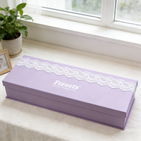 Boîte à fleurs de luxe écologique faite à la main avec revêtement UV en carton, lamination brillante, gaufrage, type de dossier, ruban
