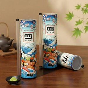 Custom Eco Friendly Sushi Paper Tube Packaging <b>Box</b> with Push Up Bottom Aluminum Foil Inner and Sauce Tube - Product Image 1