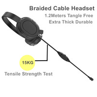 Casque filaire OEM multi-connecteurs avec câble tressé personnalisé 1,2 m durable et suppression du bruit ENC