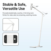 Support de sol en aluminium pour tablette et téléphone, rotation à 360°, support pour iPad, idéal pour le streaming en direct, le chevet, le bureau et l'usage commercial