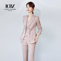 Ensemble de costume décontracté pour femme, Aura Puissante, Printemps 2025, Blazer Rose-Violet, Tenue de travail haut de gamme pour femme de bureau, Boutonné, Infroissable