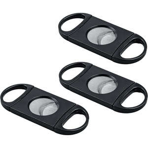 Black Plastic Cigar <b>Cutters</b> Guillotine Cigar Clippers Stainless Steel Double Blade Cigar Knife Scissors - Product Image 1