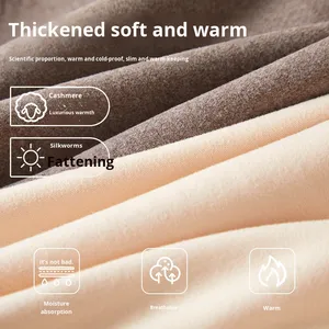 Cachemire soie <span class=keywords><strong>sous</strong></span>-<span class=keywords><strong>v</strong></span>êtement <span class=keywords><strong>thermique</strong></span> femmes automne hiver doublé polaire épais respirant tricoté genou Protection ventre contrôle - Product Image 3