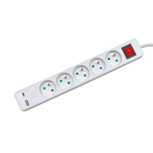 CE per estensione <span class=keywords><strong>bianca</strong></span> certificata tipo francese 5 prese IP20 USB tipo-C prese 3M presa di alimentazione messa a terra per uso industriale - Product Image 3