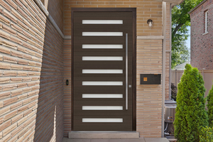 Ace Modern Grey Design <span class=keywords><strong>Glass</strong></span> Inserted <span class=keywords><strong>Metal</strong></span> Exterior Puertas de entrada frontal de aluminio sólido Puertas exteriores - Product Image 2