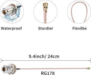 Cable de Conexión Mini PCI UFL a Tipo N Hembra de 10 cm RG178 para Tarjeta WiFi - Product Image 2