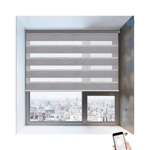 Deyi Smart home window coverings interior decoration light filtering cordless motorized rolling zebra curtains