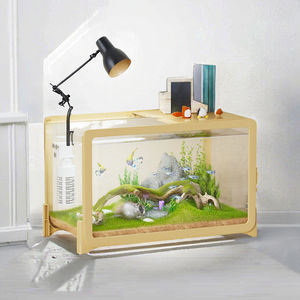 حوض أسماك مستطيل صغير للمكتب مع أسماك ذهبية وسلاحف، تصميم صديق للبيئة مع إكسسوارات لغرفة المعيشة - Product Image 3