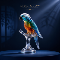 Figurine de perroquet en verre de cristal Liuli de Zibo, artisanale et soufflée à la main, statue de luxe pour la décoration intérieure, ornement de table, sculpture animale, cadeau