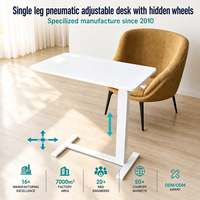 Table mobile pneumatique sur lit, colonne simple, hauteur réglable, bureau roulant pour ordinateur portable, poste de travail assis-debout à ressort à gaz