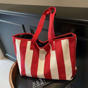 Sac à main grande capacité pour femme, sac de rangement pour animaux de compagnie à rayures rouges, vente chaude, logo personnalisé, sac bandoulière - Product Image 5