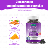 Gummies véganes premium au zinc et aux vitamines pour le soutien de l'acné chez l'adulte, bonbons gélifiés sans sucre, personnalisables OEM/ODM
