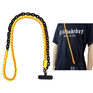 2024 New Woven Braioded Mobile Phone Lanyard Anti-Lost Anti-Drop Acrylic Polyester Hand Woven Phone Chain Lanyard