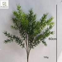 Ranting Pinus Merkusii Hijau Plastik Lunak Buatan Berkualitas Tinggi 60CM 13 Cabang Buatan Tangan untuk Dekorasi Pernikahan Natal Rumah