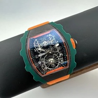 Reloj Mecánico de Lujo para Hombre RM21-02 con Tourbillon, Reloj Automático Multifuncional de 70 Horas de Autonomía, Elegante Caja de Fibra de Carbono