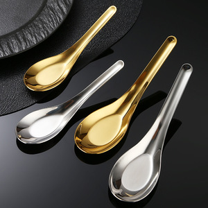 304 Stainless Steel Spoon Round Head Flat Bottom Short Handle Dessert Eating Soup Spoon Household Use - Product Image 4