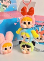 Popmart Powerpuff Girls – Figurine pendentif visage en vinyle, mignonne, tendance, jouet en peluche, boîte mystère, porte-clés en métal – Nouveauté et authentique