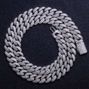 Moissanite Chain Cuban Hip Hop Style <b>Men</b> Gift Cuban Link Chain 7 8 9 Inch Width 10mm Sterling Silver Gold Plated Cuban Bracelet - Product Image 2