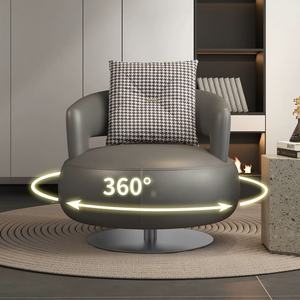 Sillón Giratorio Individual de Lujo Nórdico, Sillón de Diseño para Sala de Estar, Balcón, Sillón Giratorio de Cuero para Descanso y Ocio - Product Image 1