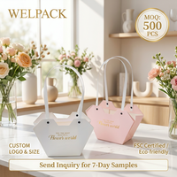 Caja de Flores en Forma de Corazón, Impermeable, con Relieve, Bolsa de Regalo Plegable, Cartón Blanco, para San Valentín, Día de la Madre, Venta al por Mayor